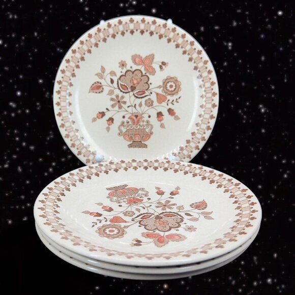 Vintage Johnson Brothers Jamestown Brown Staffordshire Old Granite Plate set 4 - Picture 3 of 8